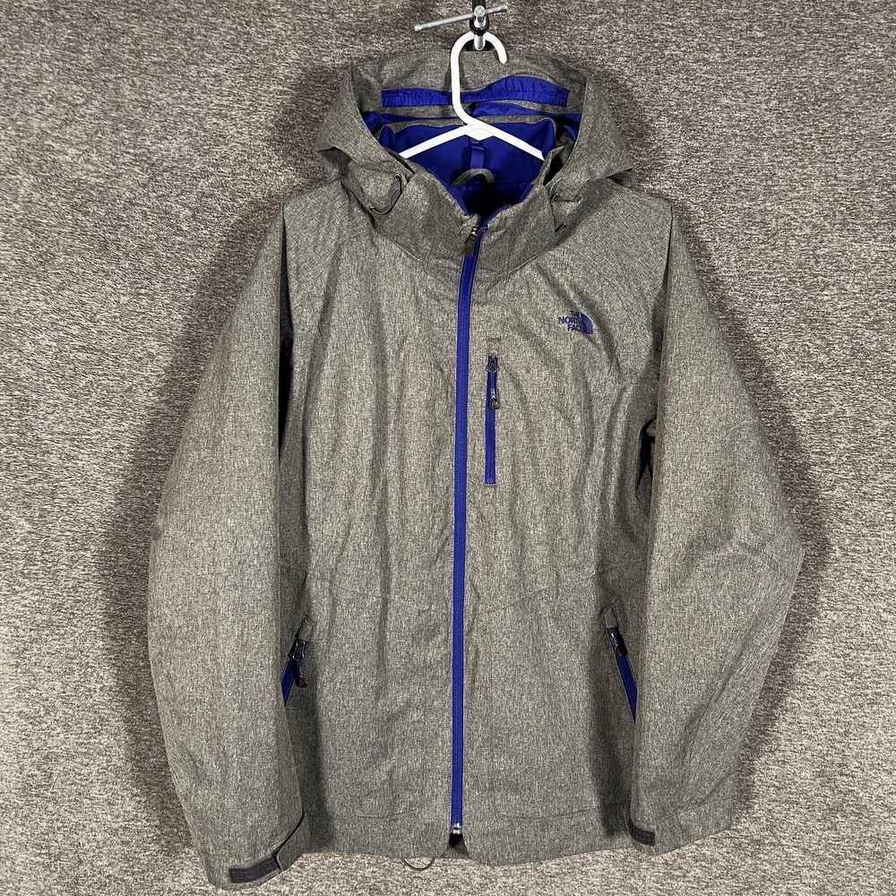 The North Face HyVent Jacket Womens Large Gray Hooded Waterproof Ski‎ Rain Coat